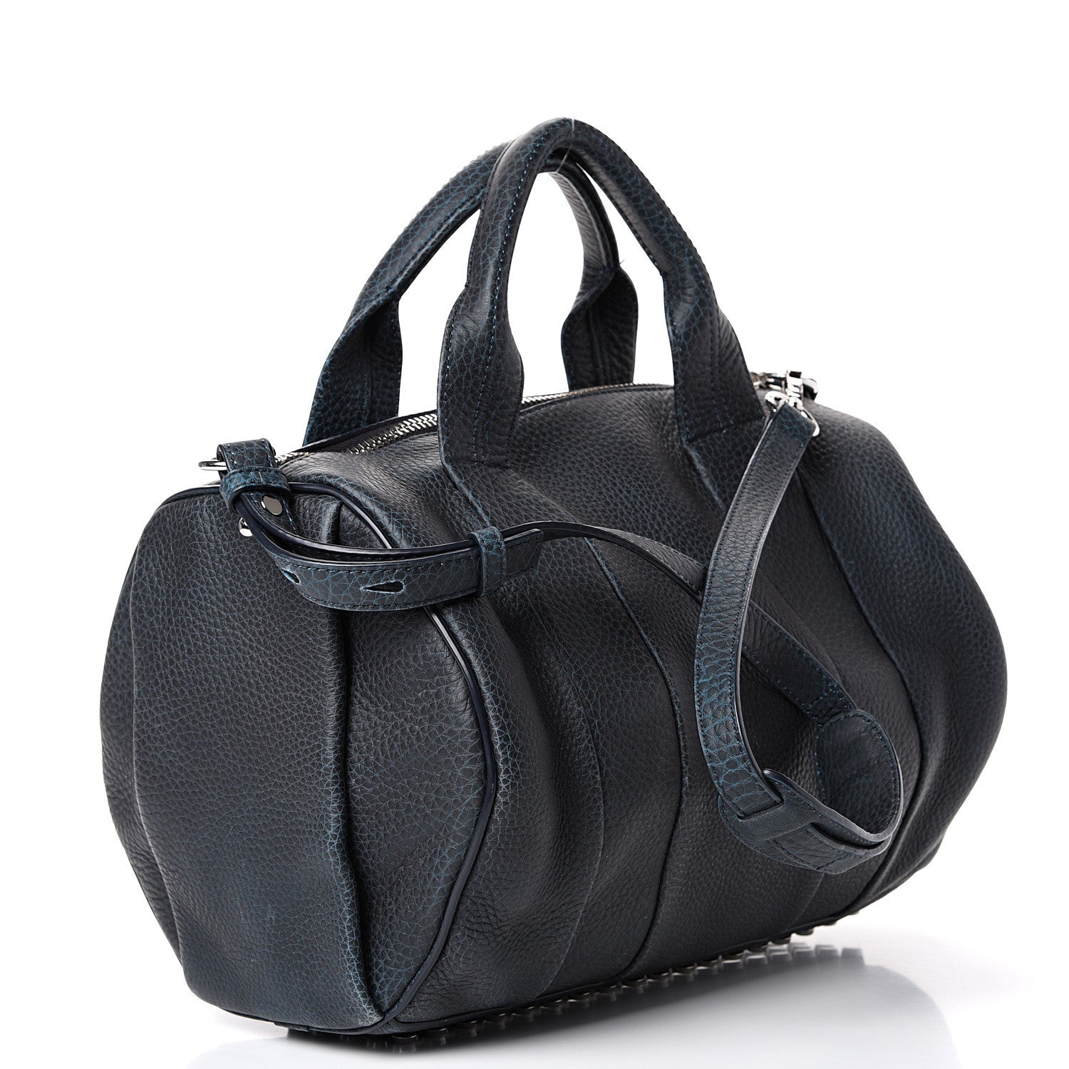 Alexander Wang Pebbled Thermo-Reactive Lambskin Rocco Poseidon Galaxy Blue Silver Hardware 2 of 12