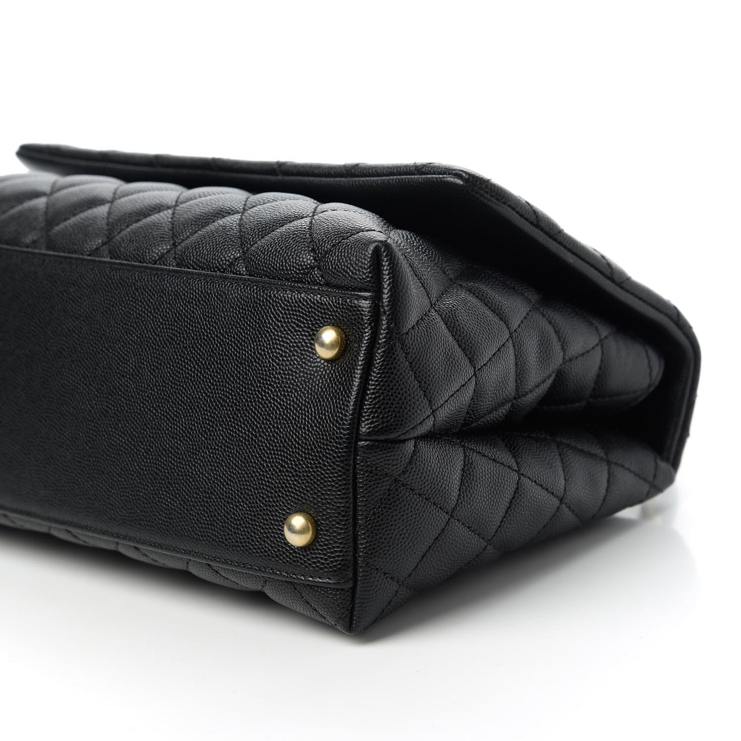 Caviar Quilted Small Coco Handle Flap Black