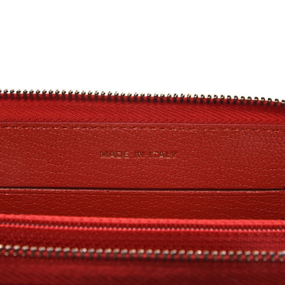 Chanel Shiny Goatskin Diagonal Quilted Small Zip Around Wallet Red 5 of 10