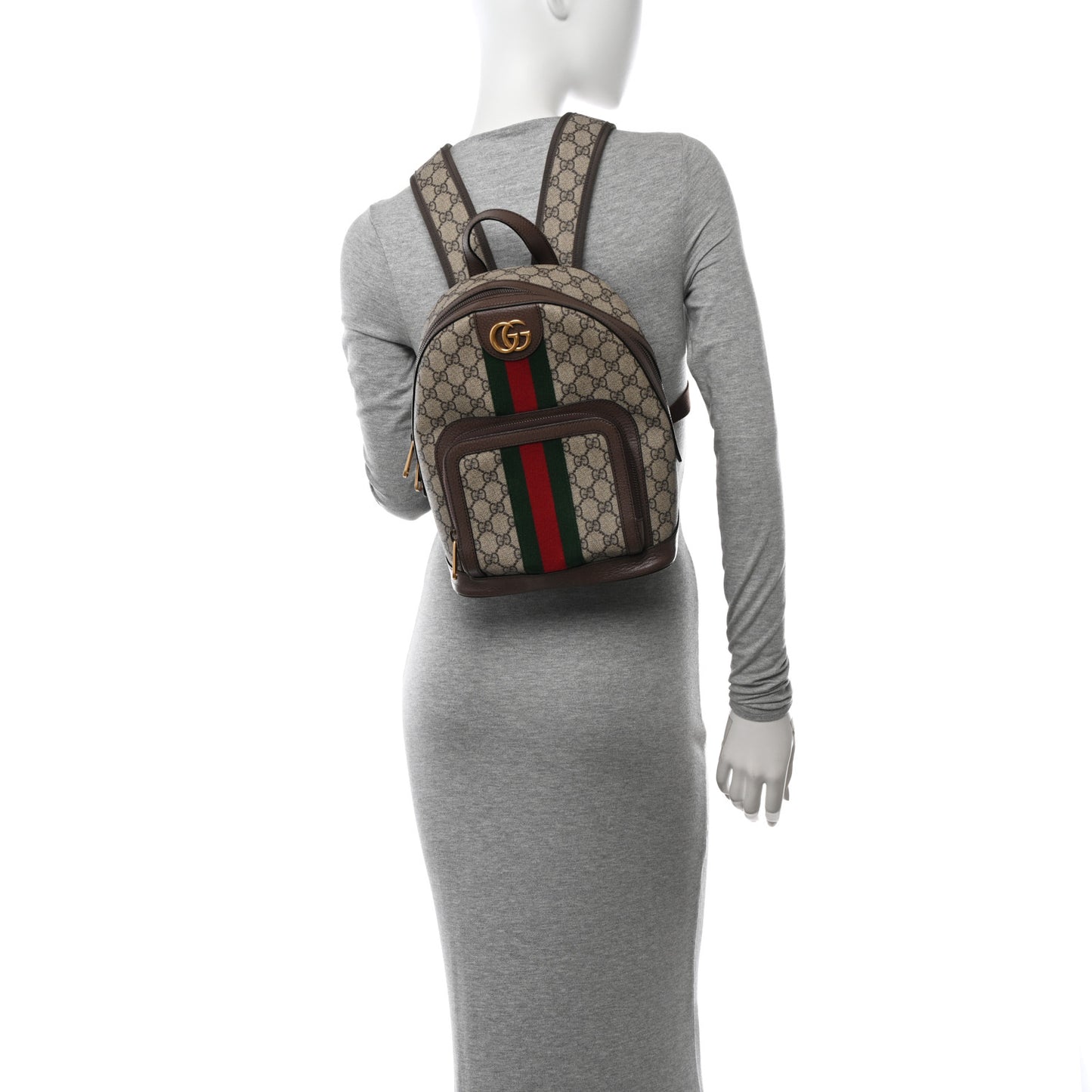GG Supreme Monogram Calfskin Web Small Ophidia Day Backpack Beige Ebony New Acero