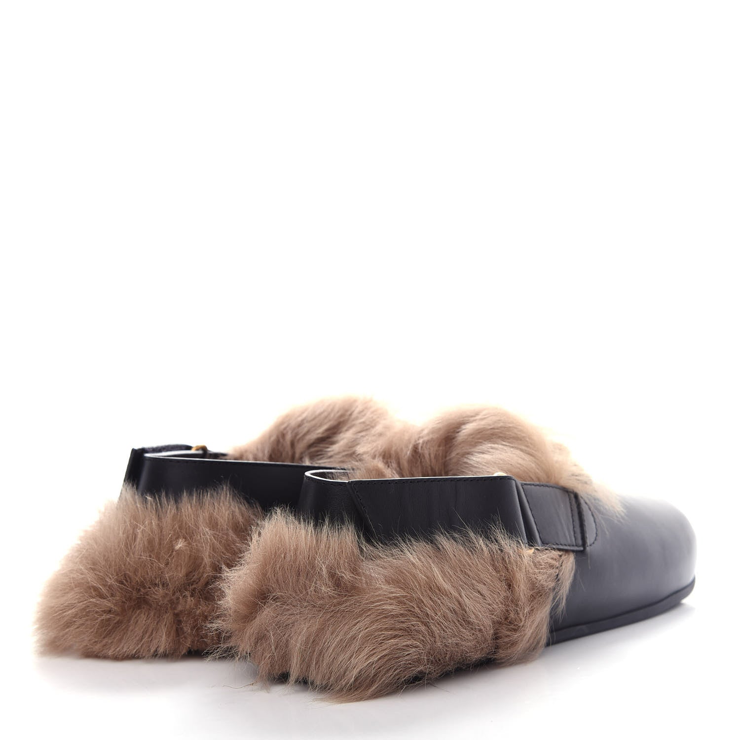 Gucci Calfskin Fur Mens Horsebit River Slingback Slippers 8.5 Black 4 of 10