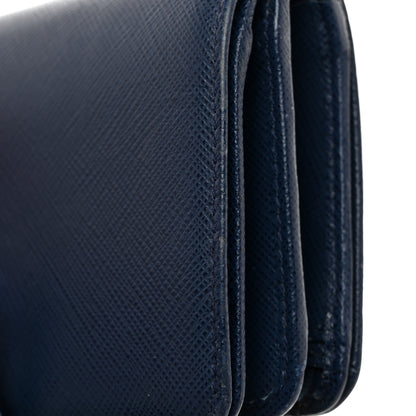 Prada Saffiano Metal Compact Wallet Bluette 7 of 15