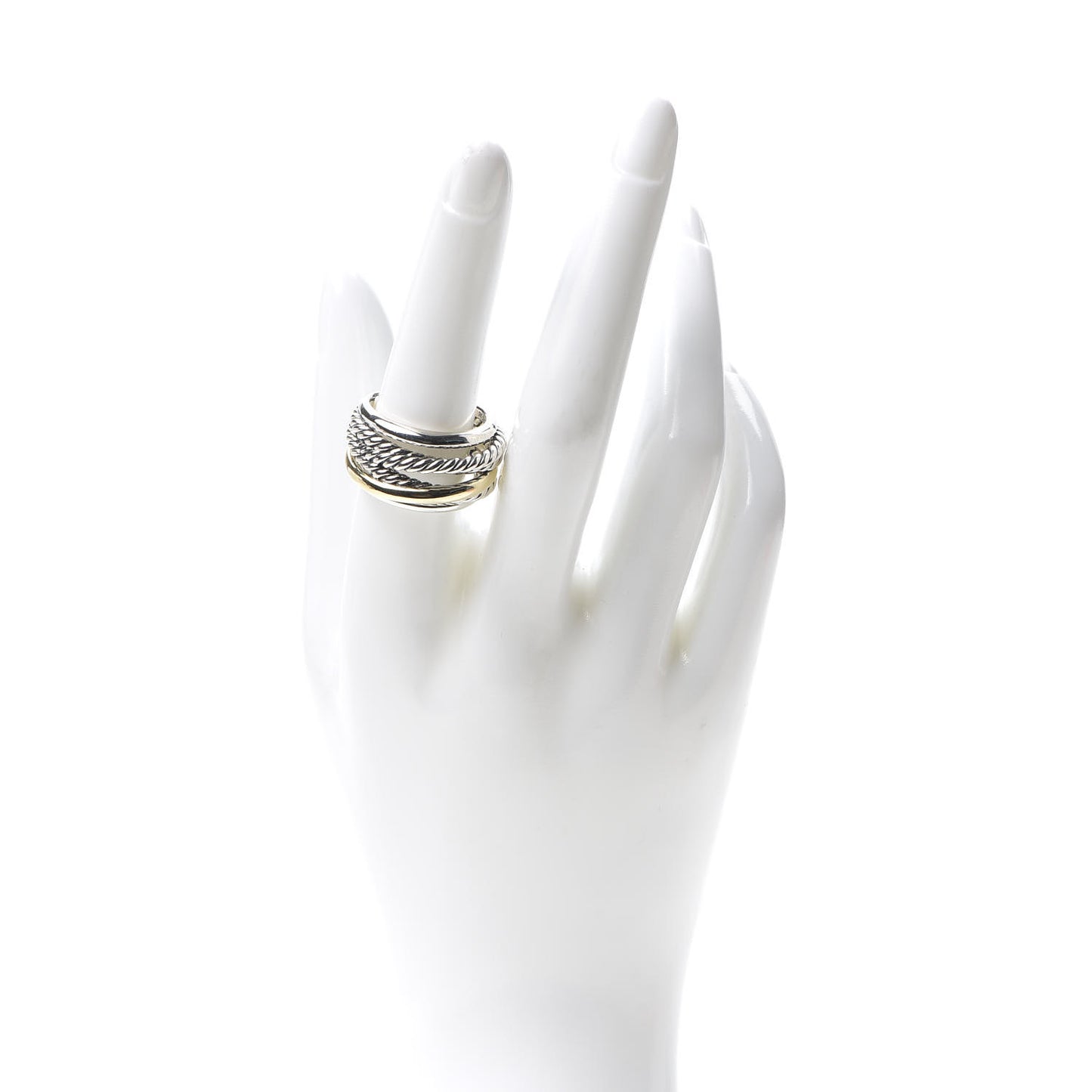 Sterling Silver 14K Yellow Gold Wide Crossover Ring 57 8