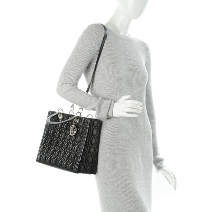 Christian Dior Lambskin Cannage Large Lady Dior Black 2 of 7