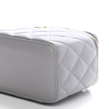 Chanel Lambskin Quilted Small Pearl Crush Vanity Case With Chain Grey 9 of 9