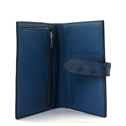 Hermes Ostrich Bearn Compact Wallet Bleu Roi 5 of 8