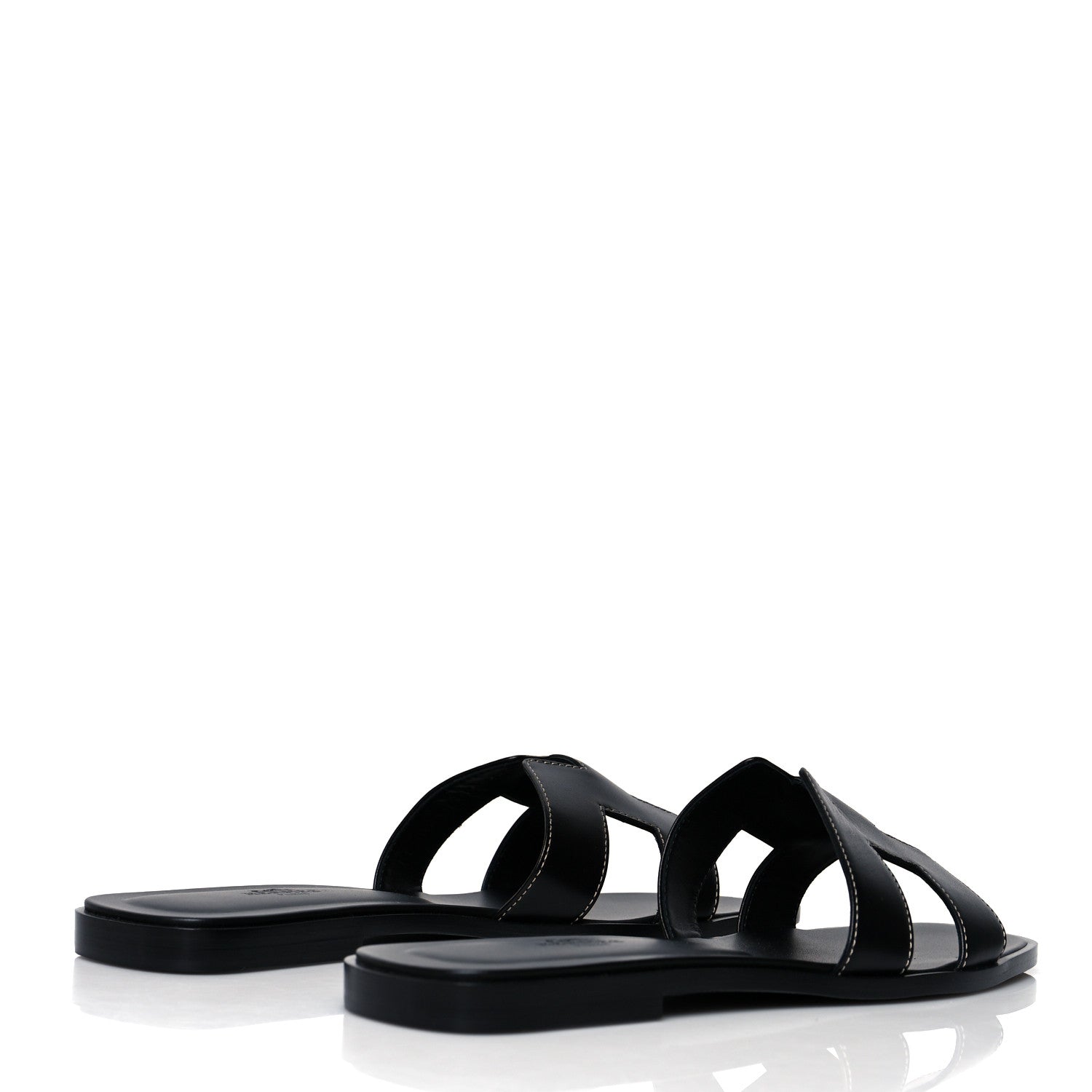 Hermes Box Calfskin Oran Sandals 40 Black 4 of 9
