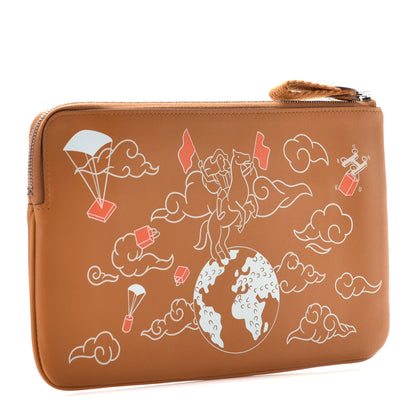 Hermes Swift Carre L'Epopee d'Hermes Long Pocket Pouch Sesame White Caramel 2 of 6