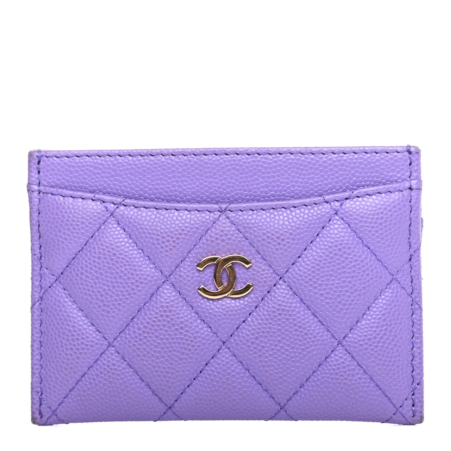 Caviar Quilted Card Holder Purple