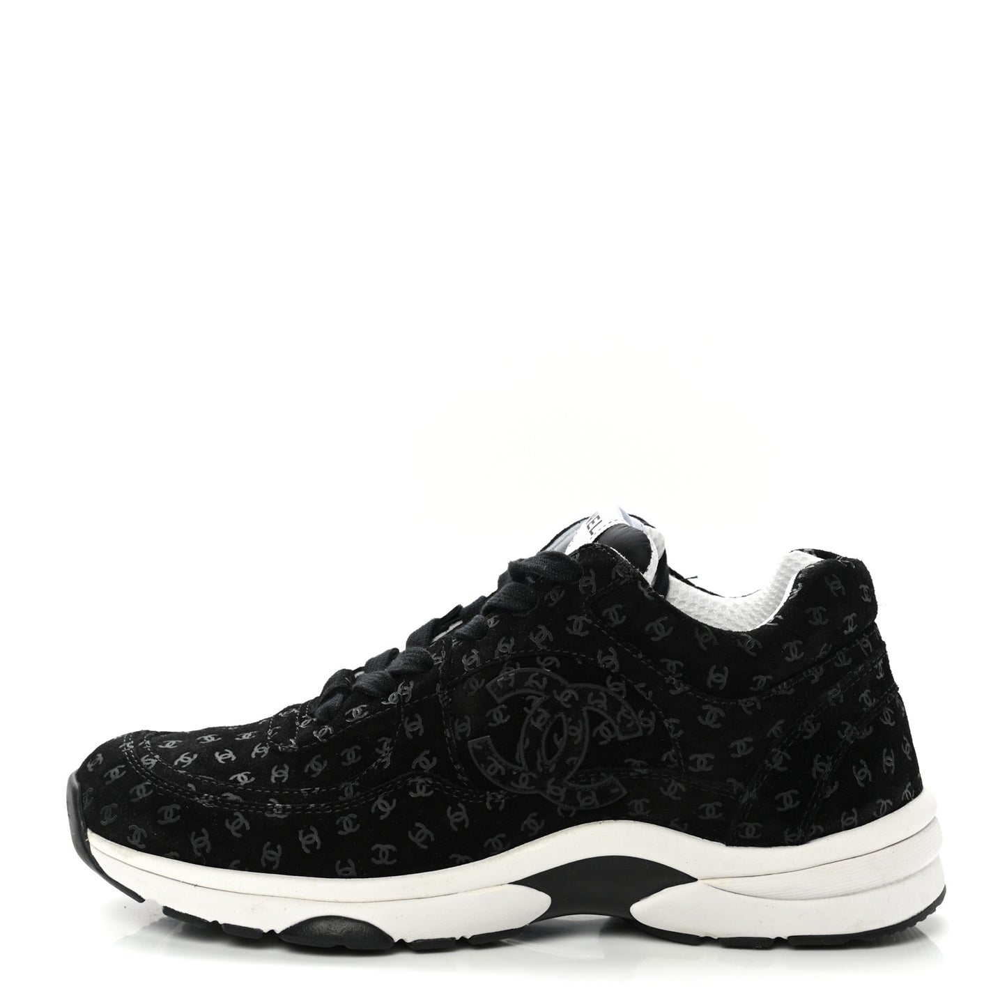 Suede Calfskin Printed CC Sneakers 38.5 Black