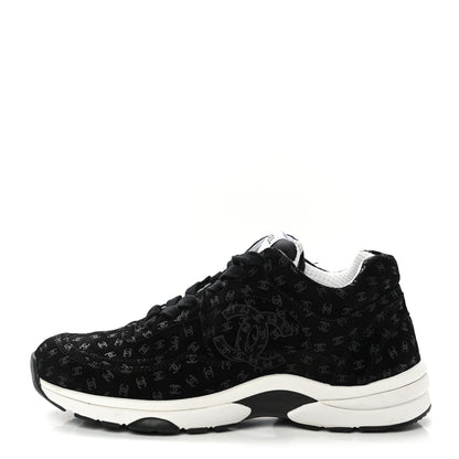 Chanel Suede Calfskin Printed CC Sneakers 38.5 Black 1 of 10