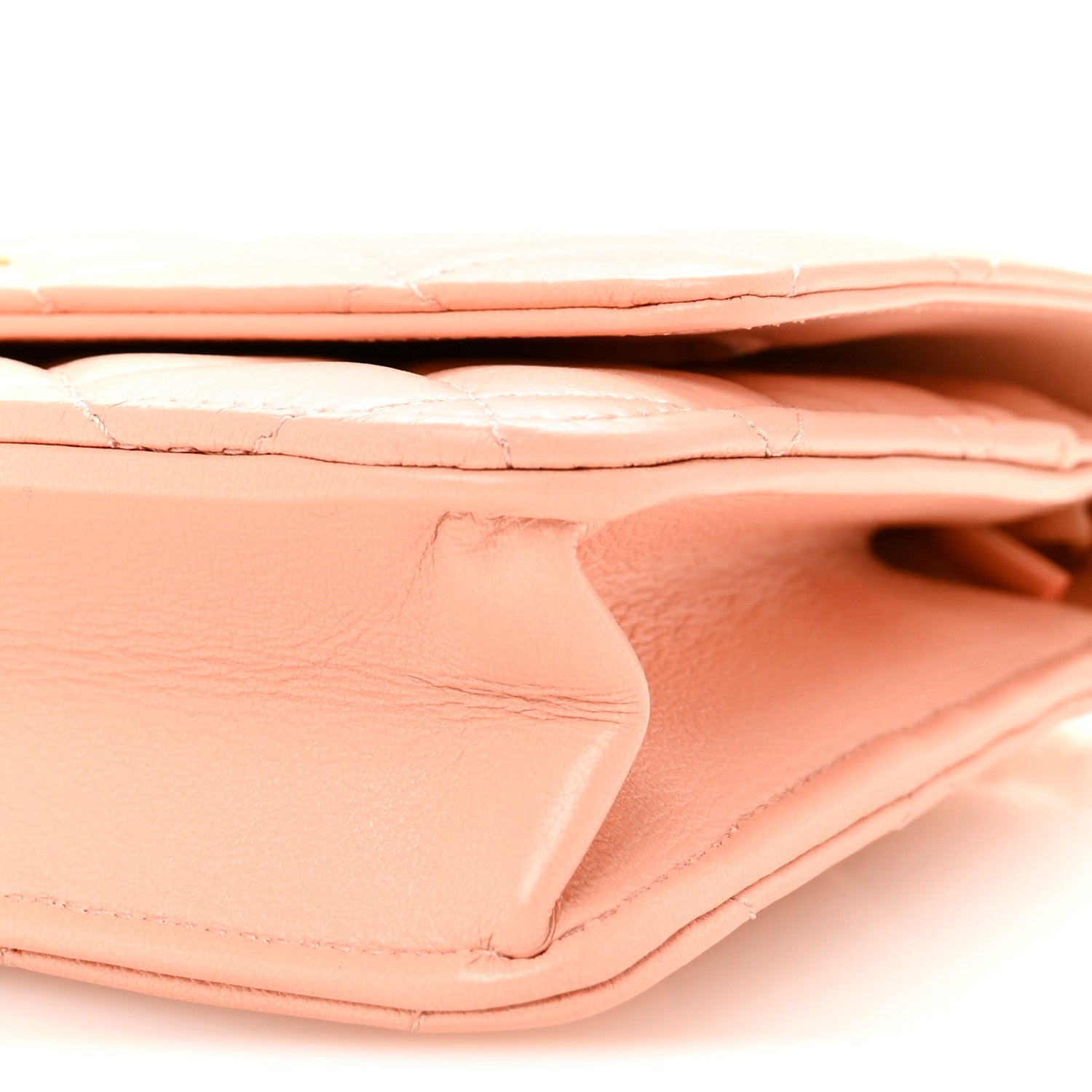 Chanel Lambskin Quilted CC Pearl Crush Wallet on Chain WOC Light Orange 11 of 12