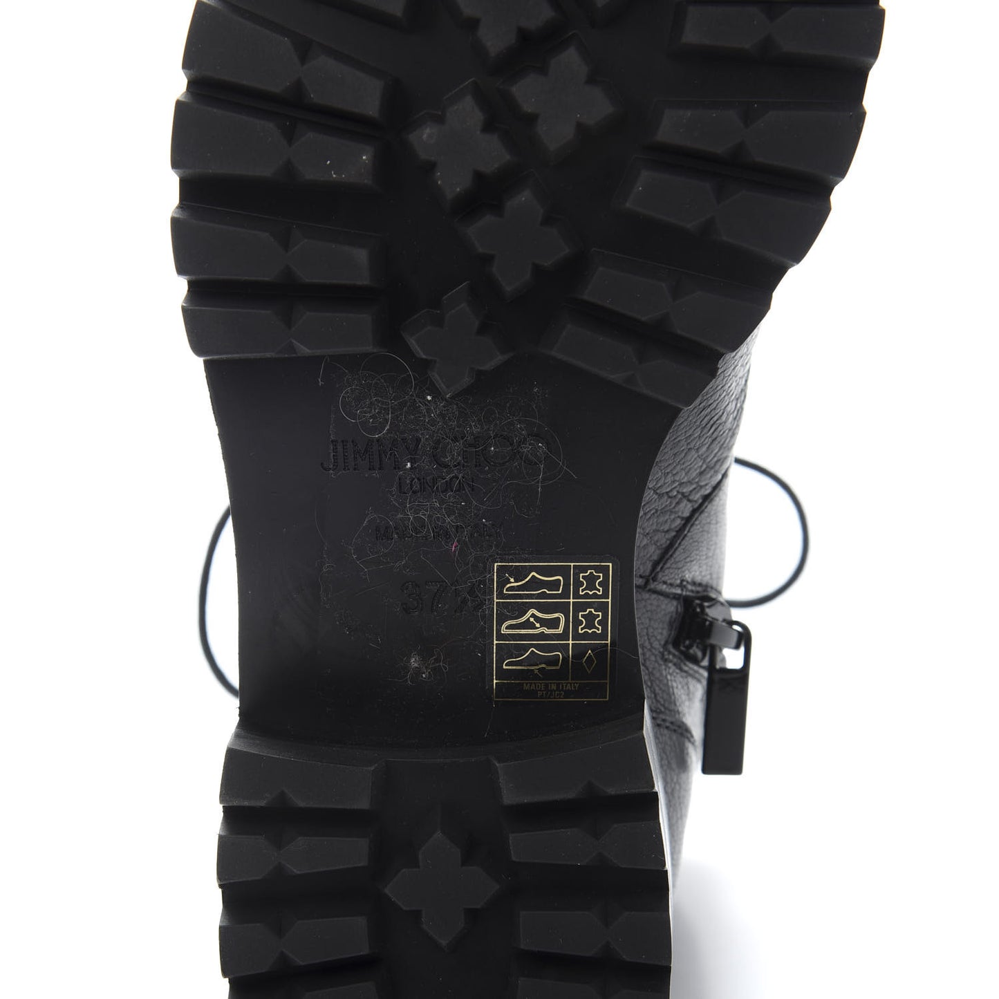 Goatskin Pearl Embellished Cruz Combat Boots 37.5 Black