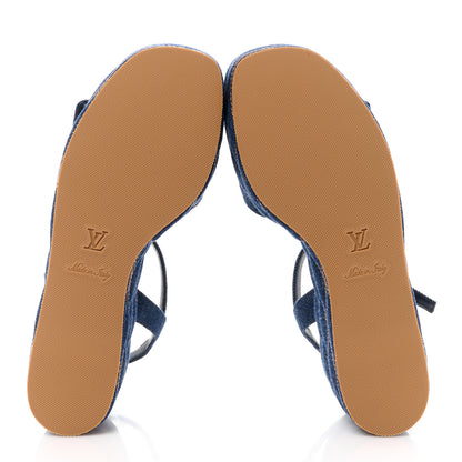 Louis Vuitton Denim Quilted Shake Flatform Sandals 37.5 Dark Blue 5 of 8