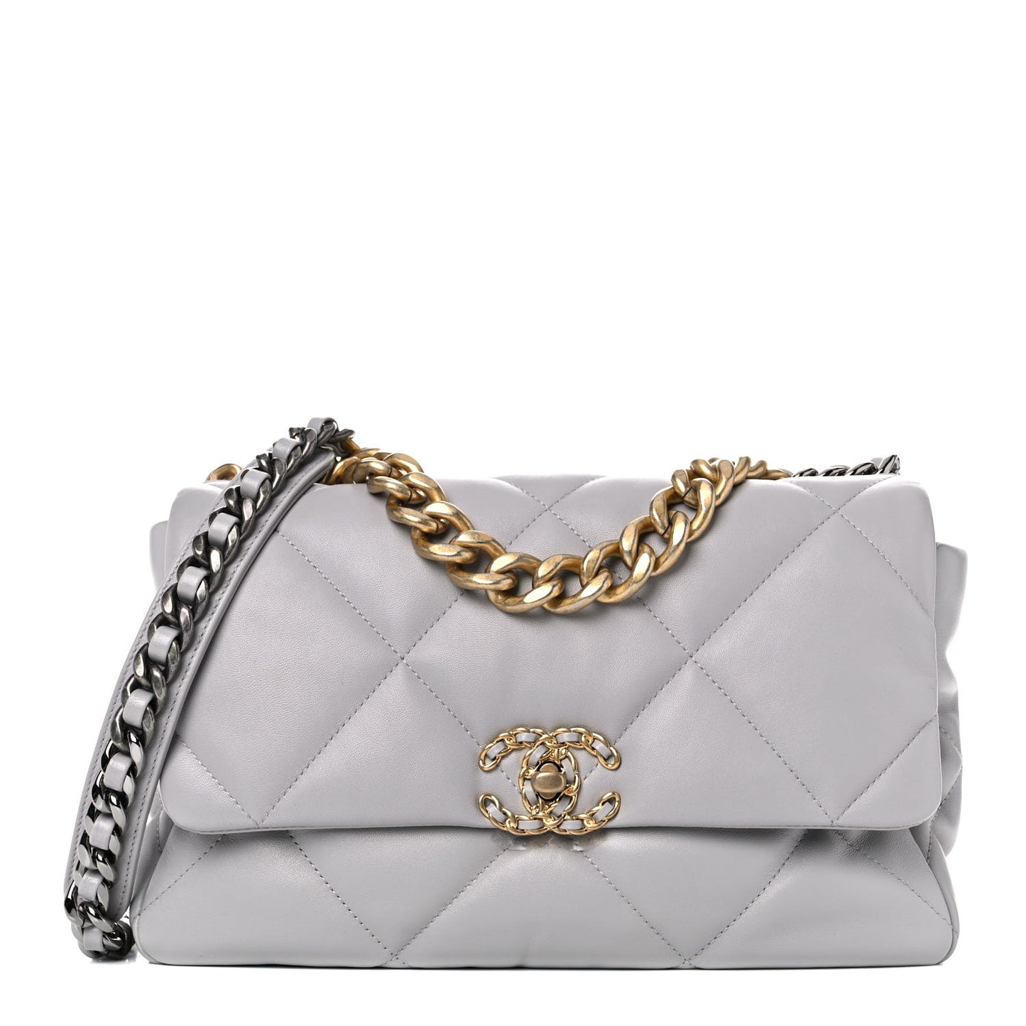 Lambskin Quilted Large Chanel 19 Flap Grey