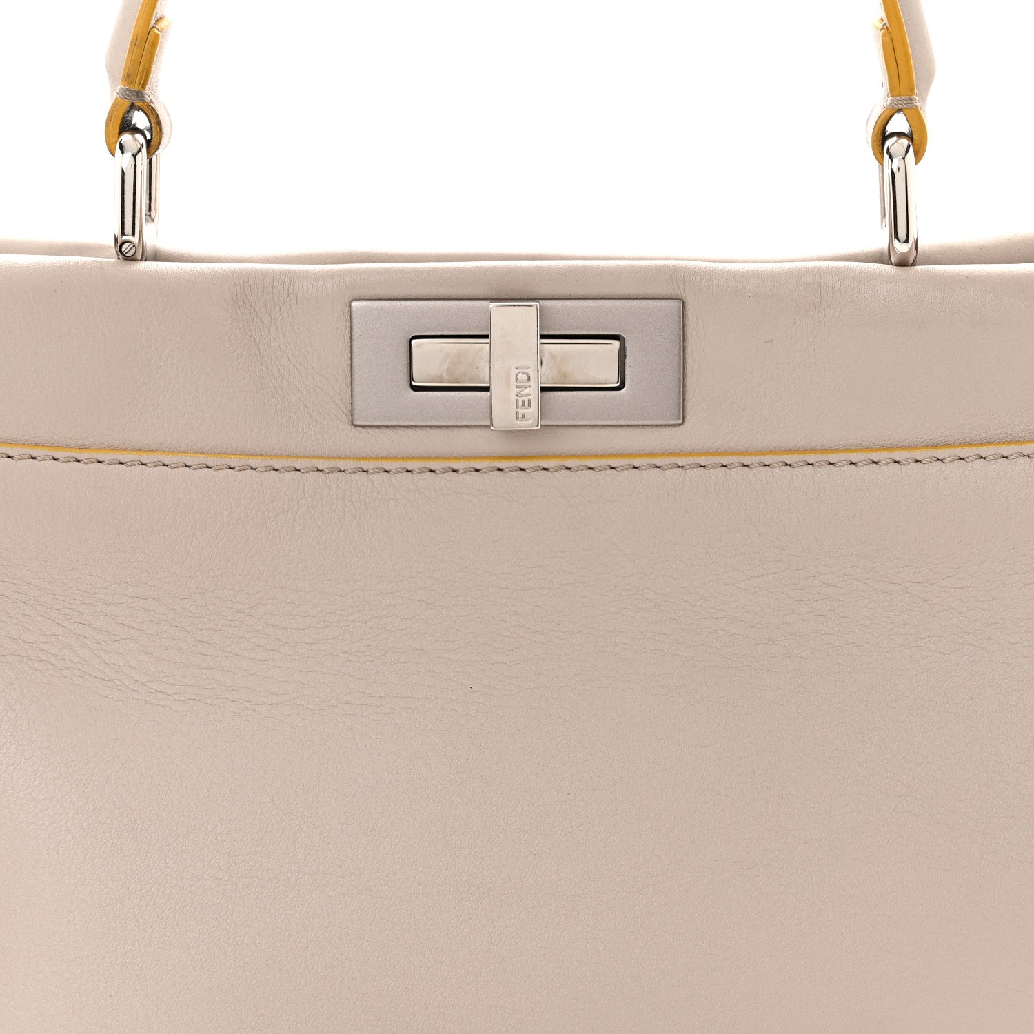Fendi Vitello Seta Burro Medium Peekaboo Iconic Satchel Grigio Polvere Mattone 8 of 11