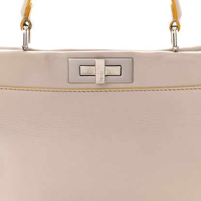 Fendi Vitello Seta Burro Medium Peekaboo Iconic Satchel Grigio Polvere Mattone 8 of 11