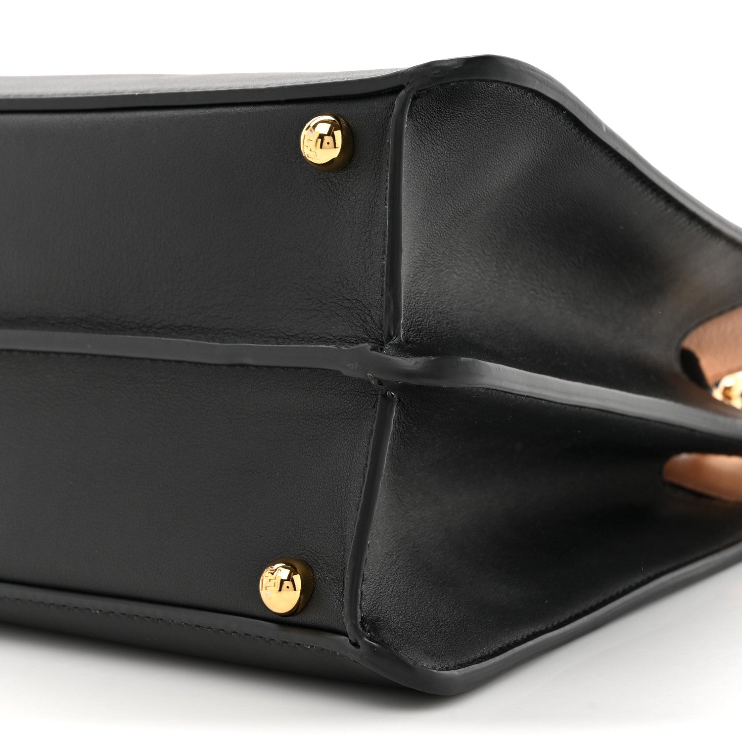 Fendi Vitello Seta Shiny Nappa Medium Peekaboo I SEE U Satchel Black Light Rose 10 of 12
