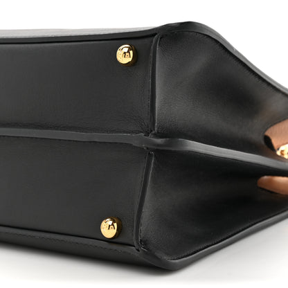 Fendi Vitello Seta Shiny Nappa Medium Peekaboo I SEE U Satchel Black Light Rose 10 of 12