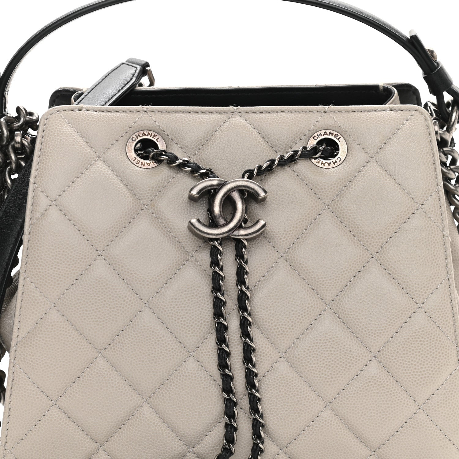 Chanel Caviar Quilted Small CC Bucket Bag Grey 8 of 10