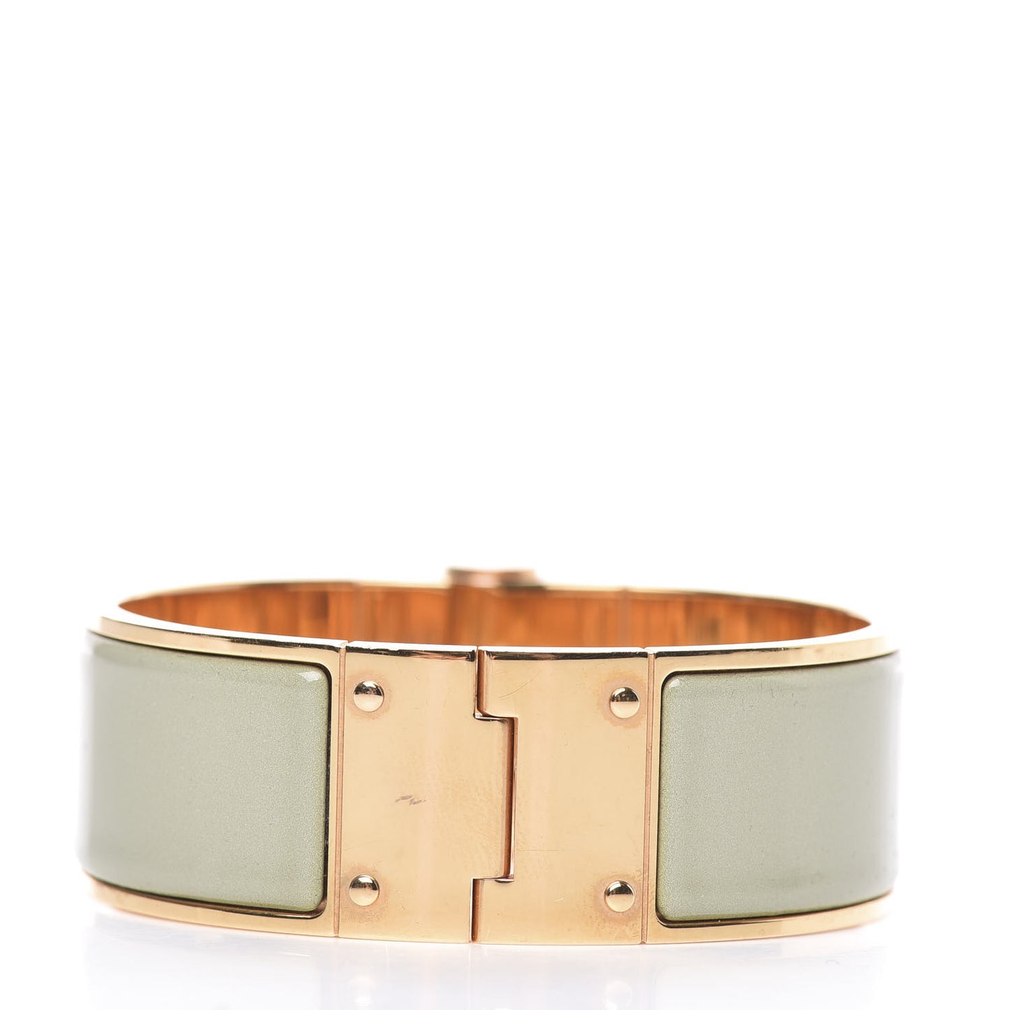 Enamel Charniere Uni Wide Hinged Bracelet M Sauge