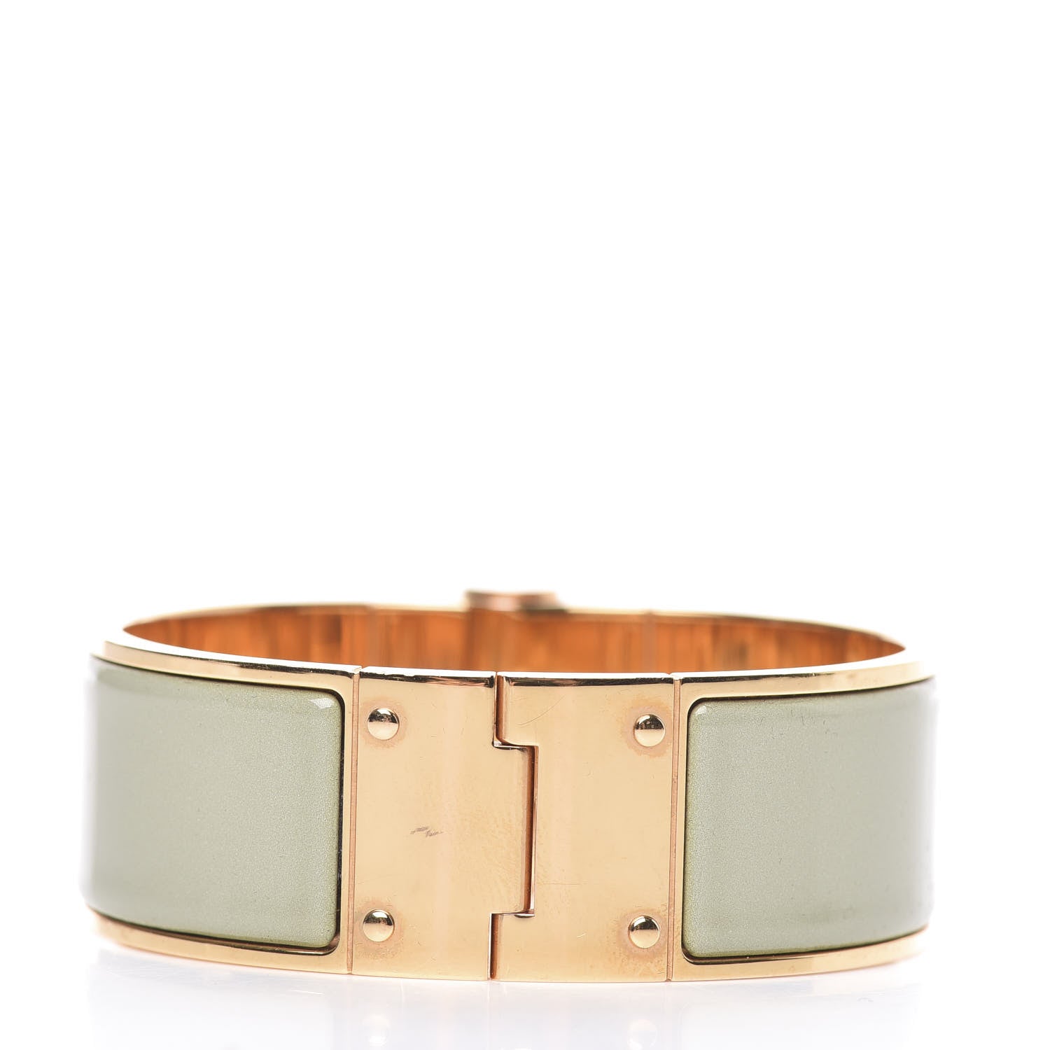 Hermes Enamel Charniere Uni Wide Hinged Bracelet M Sauge 3 of 6