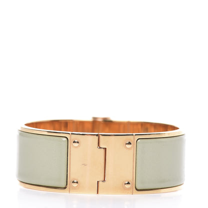 Hermes Enamel Charniere Uni Wide Hinged Bracelet M Sauge 3 of 6