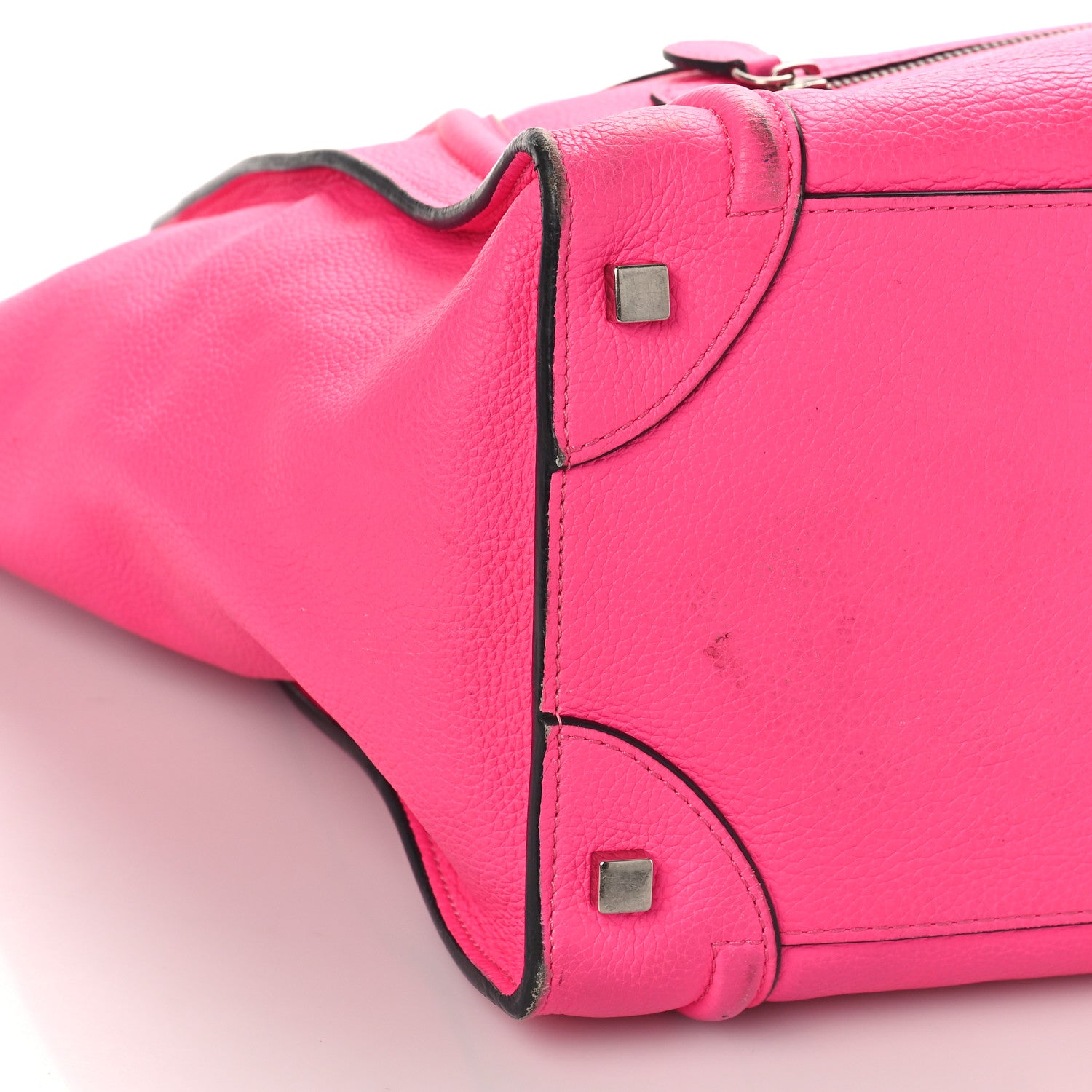 Celine Drummed Calfskin Mini Luggage Fluo Pink 7 of 18