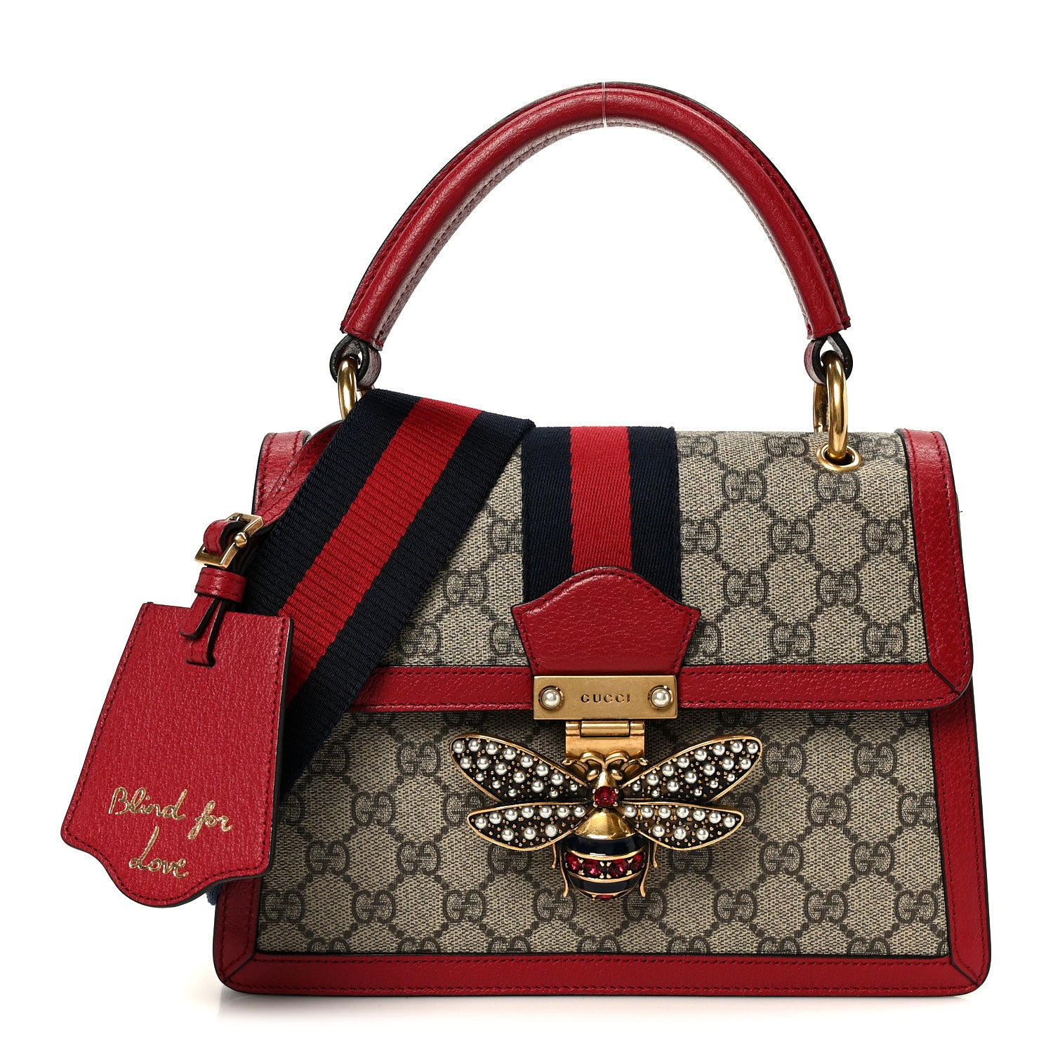 Gucci GG Supreme Monogram Small Queen Margaret Top Handle Bag Red 1 of 11