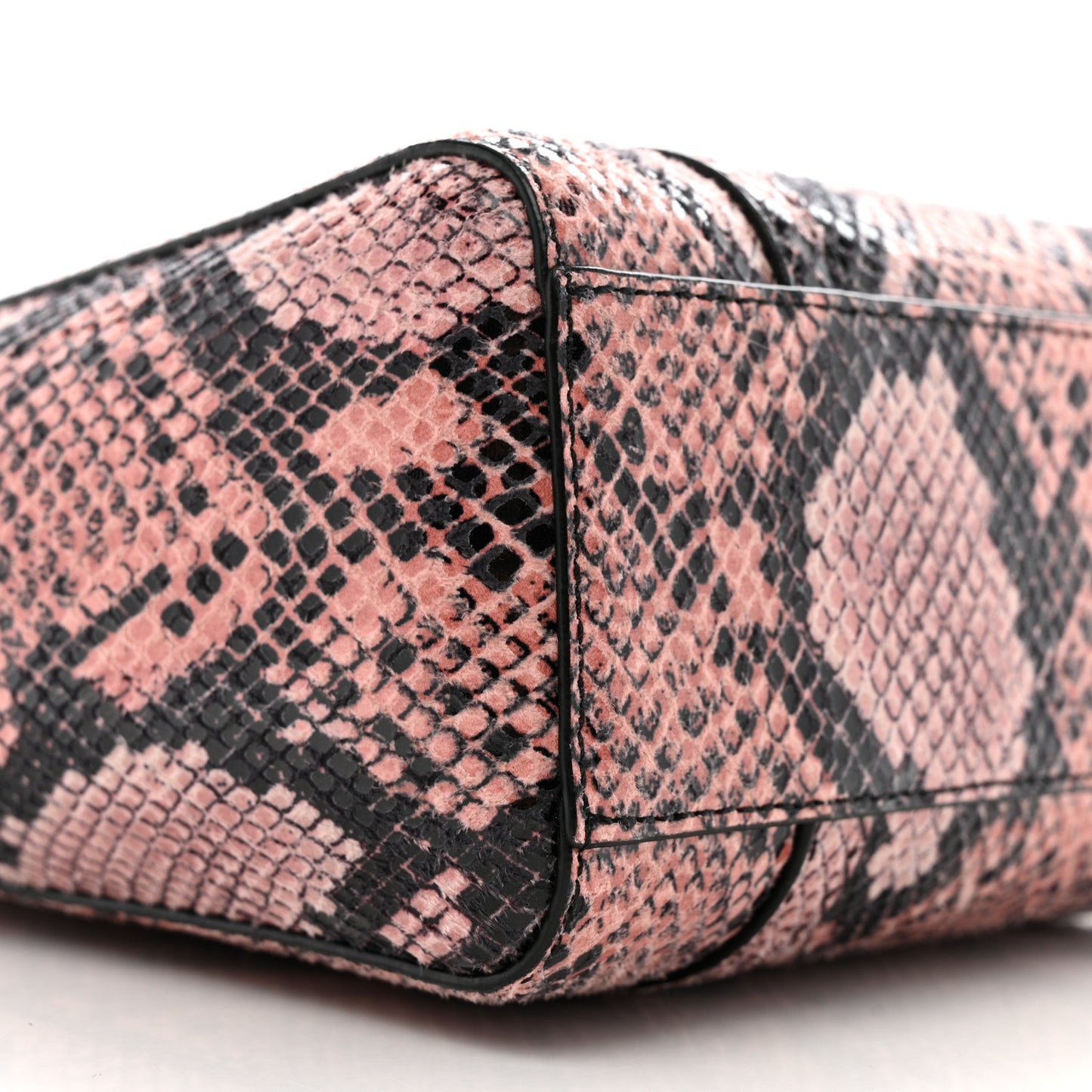 Snakeskin Embossed Mini Toni Shopper Tote Blush Pink