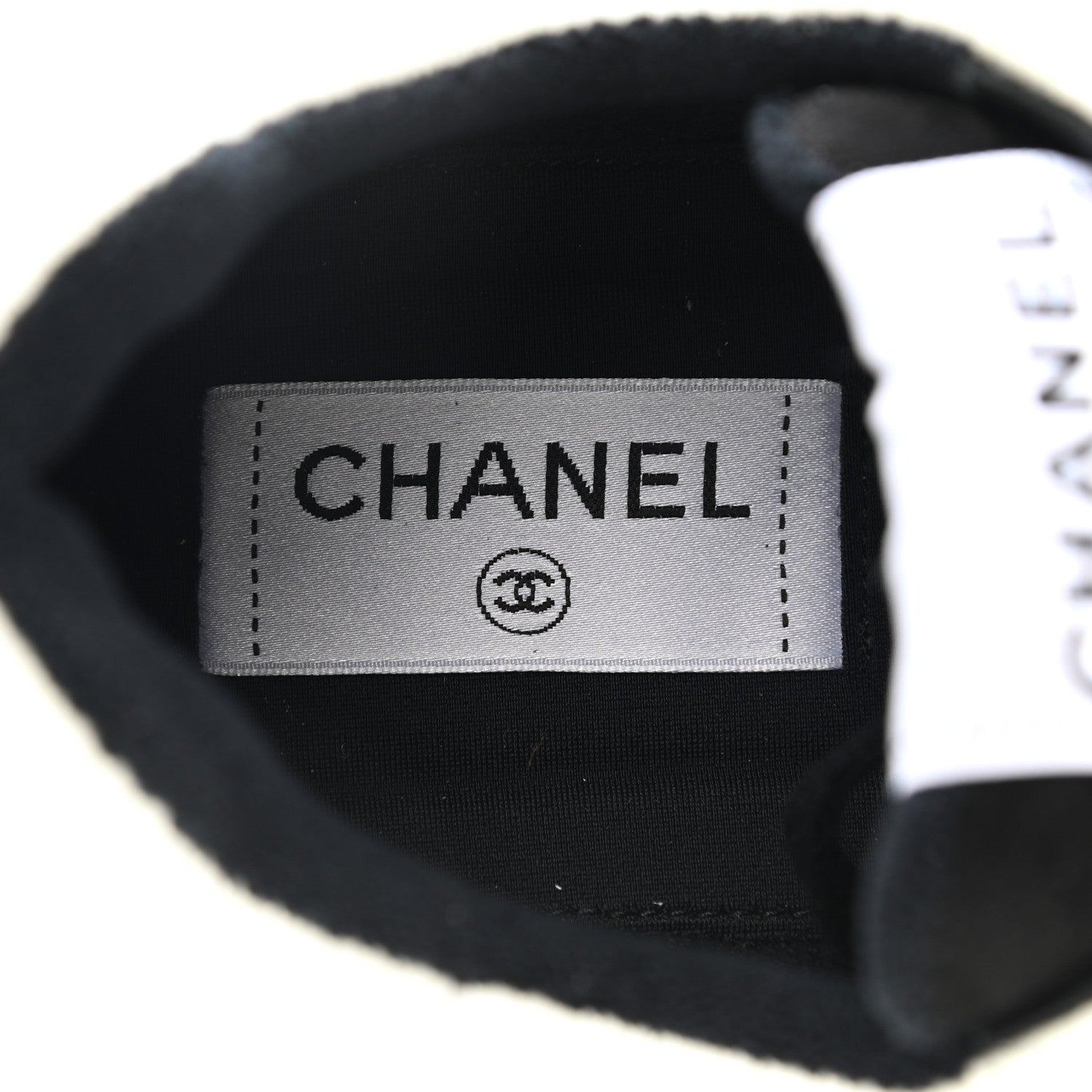 Chanel Grained Calfskin Fabric Womens Logo Sneakers 39 White Black 7 of 10