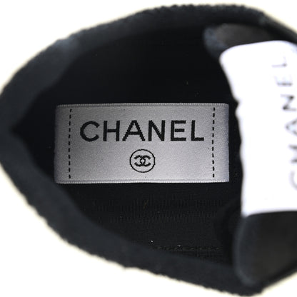 Chanel Grained Calfskin Fabric Womens Logo Sneakers 39 White Black 7 of 10