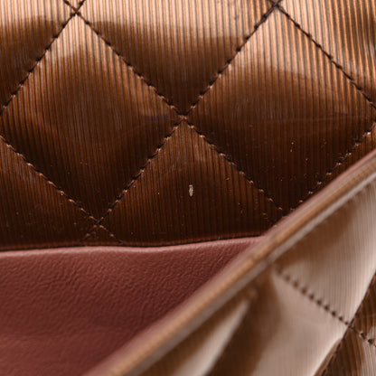 Chanel Striated Patent Quilted Clutch With Chain Flap Brown 14 of 16