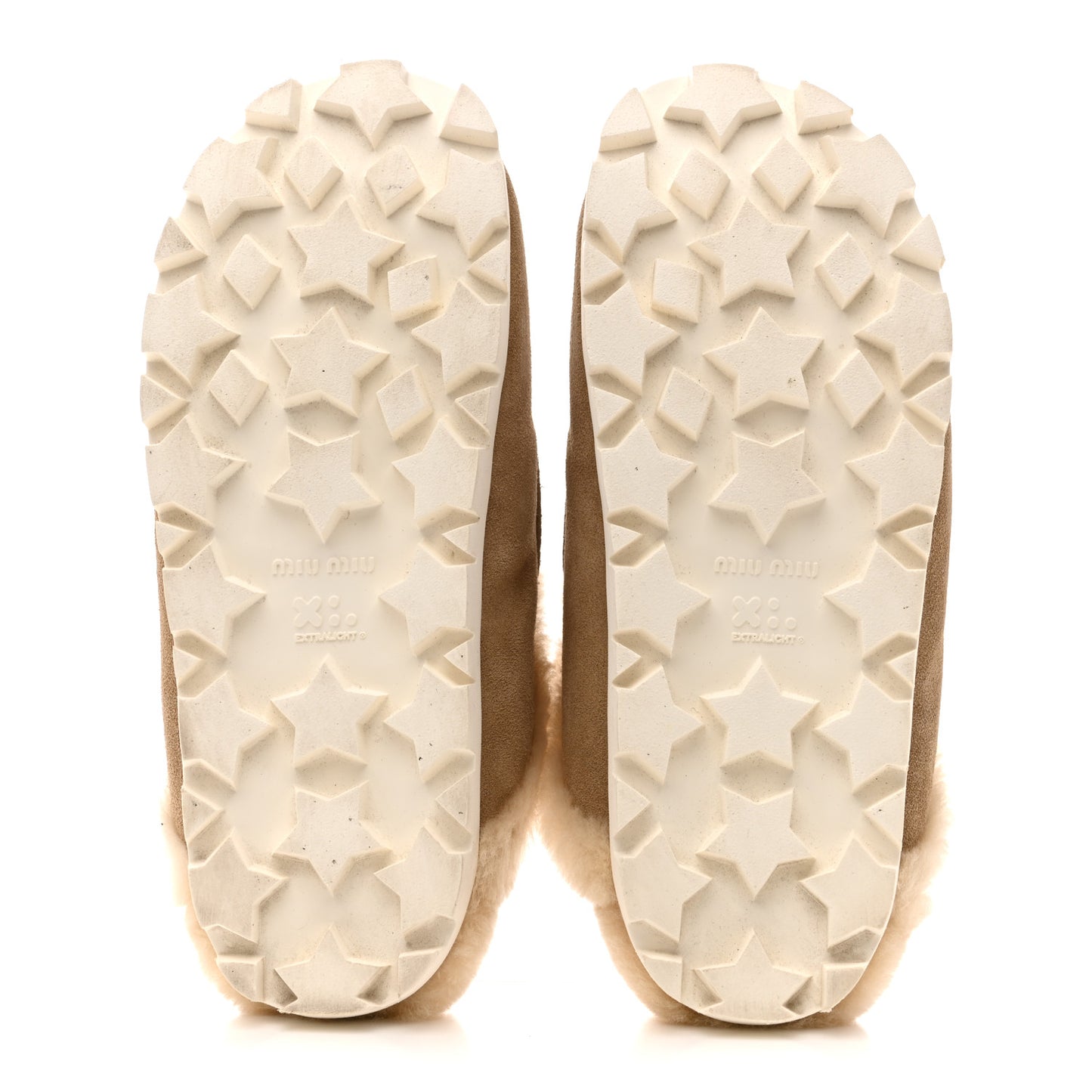Suede Shearling Mules 37.5 Beige Khaki
