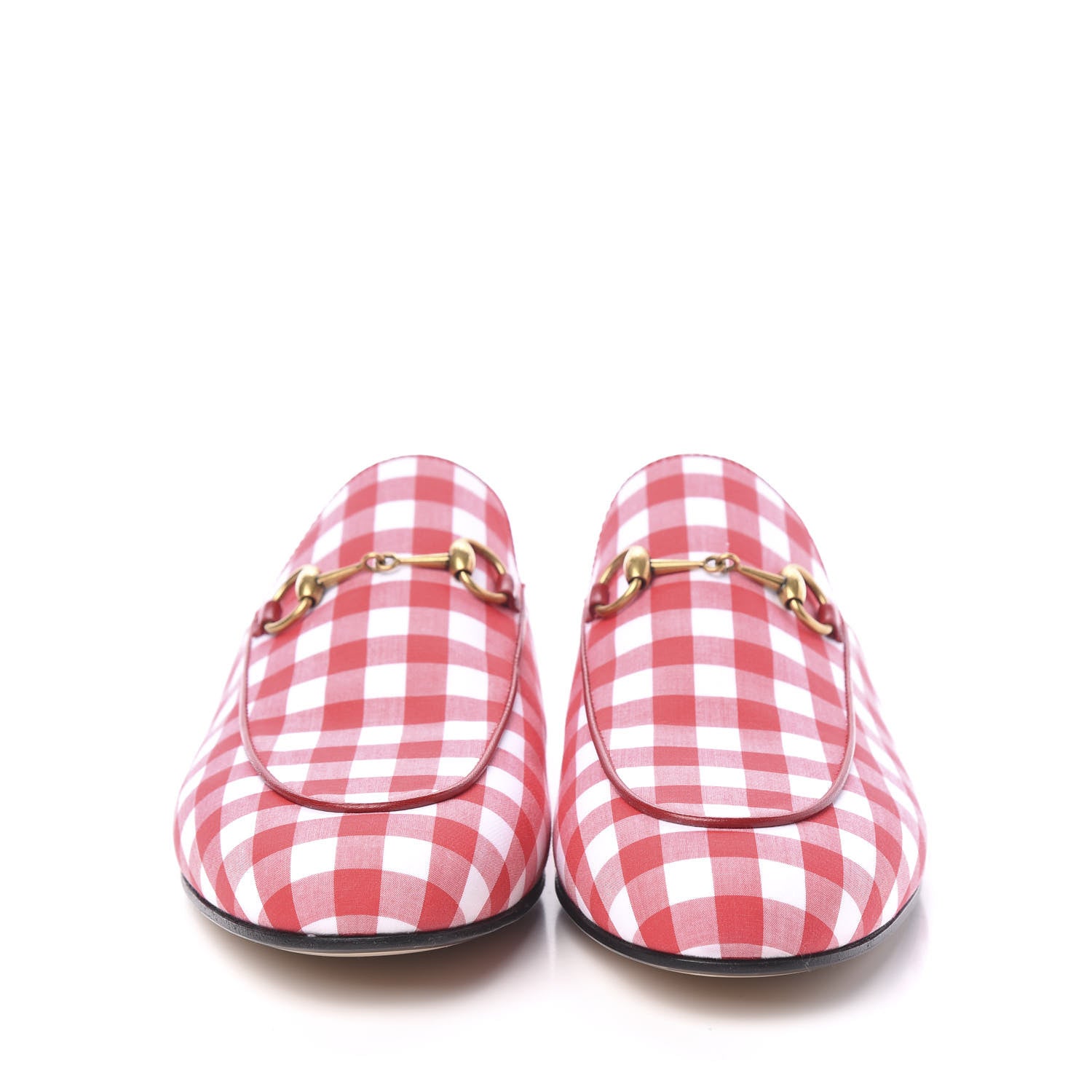 Gucci Cotton Gingham Womens Princetown Slippers 40 White Red 2 of 10