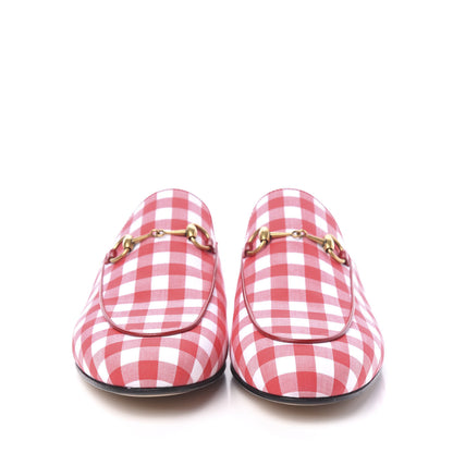 Gucci Cotton Gingham Womens Princetown Slippers 40 White Red 2 of 10