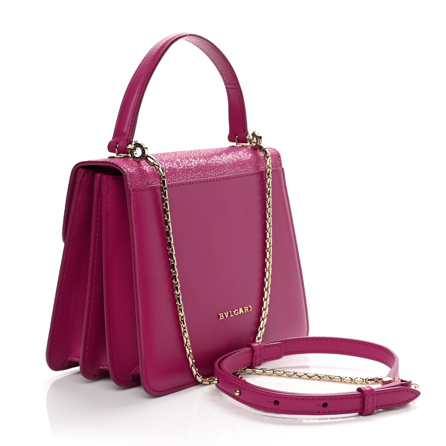 Bulgari Calfskin Galuchat Serpenti Forever Crossbody Pink 3 of 9