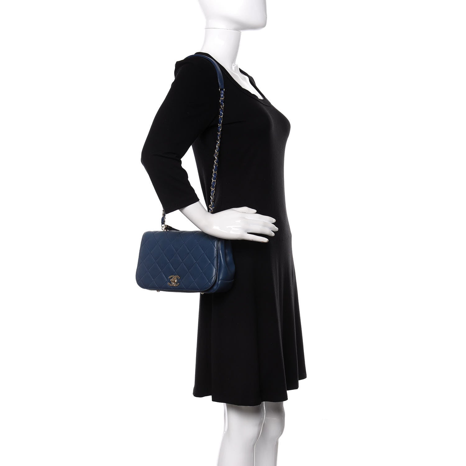 Chanel Lambskin Small Carry Chic Flap Blue 2 of 11