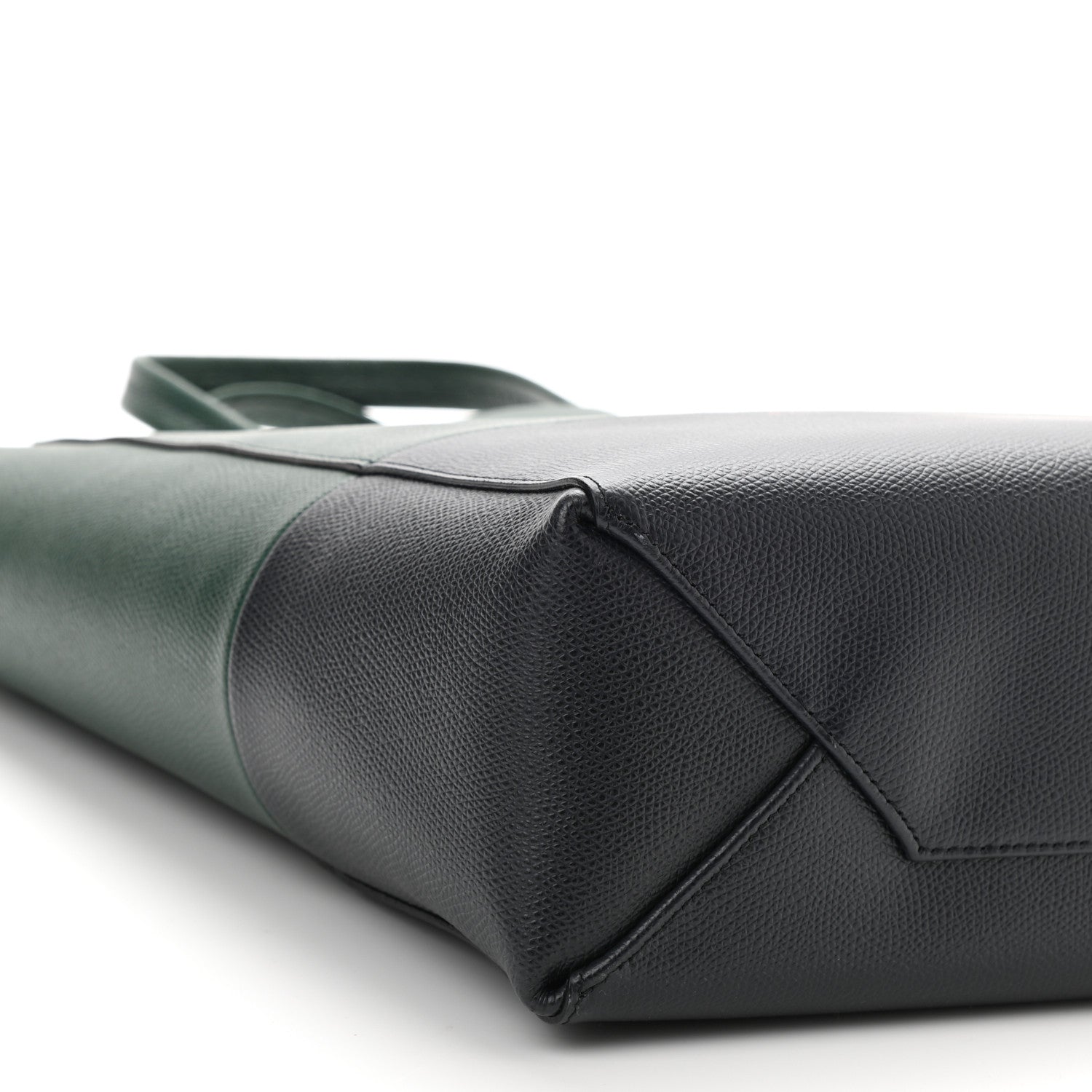 Celine Grained Calfskin Small Vertical Bi-Cabas Dark Green Black 9 of 9