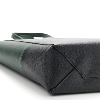 Celine Grained Calfskin Small Vertical Bi-Cabas Dark Green Black 9 of 9