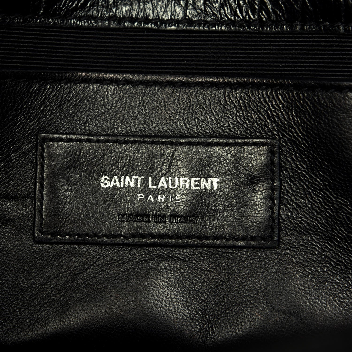 Saint Laurent Calfskin Crocodile Embossed Medium Classic Monogram Kate Tassel Satchel Black 6 of 8