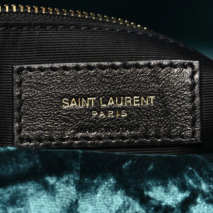 Saint Laurent Crushed Velvet Quilted Small Loulou Puffer Monogram Chain Satchel Emerald Vert 6 of 10