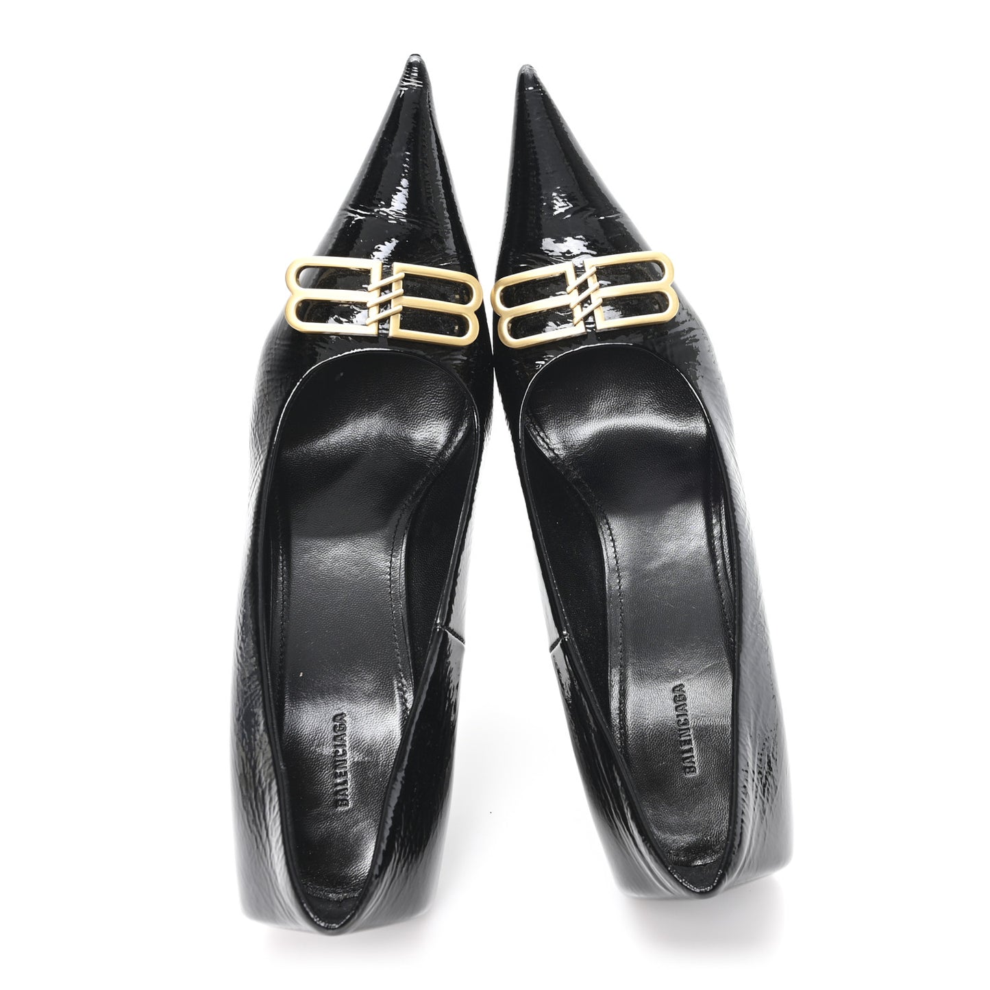 Shiny Calfskin BB Square Knife 80mm Pumps 38.5 Black