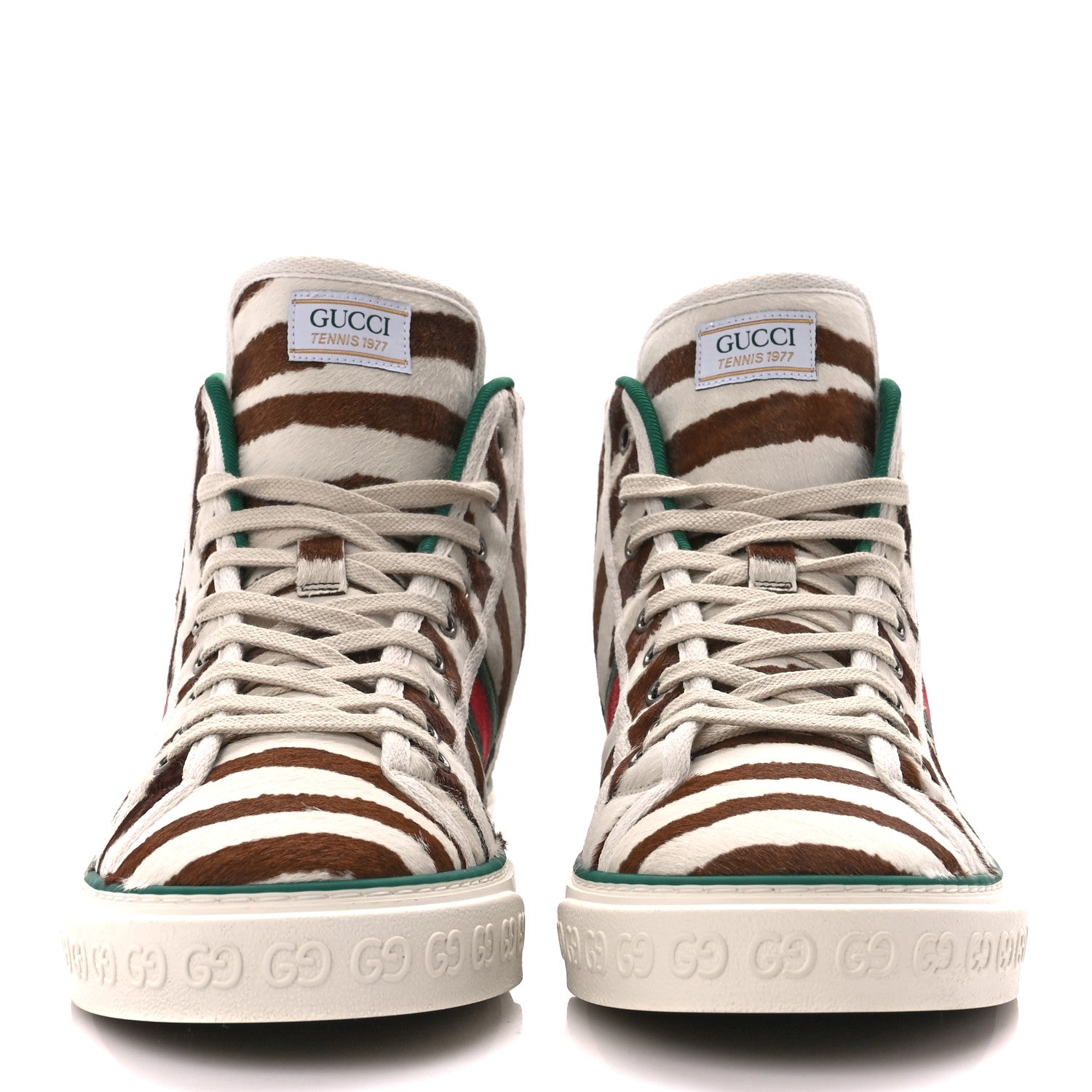 Gucci Pony Hair Mens 1977 Tennis High Top Sneakers 9 Brown 2 of 9