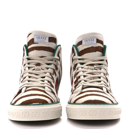 Gucci Pony Hair Mens 1977 Tennis High Top Sneakers 9 Brown 2 of 9
