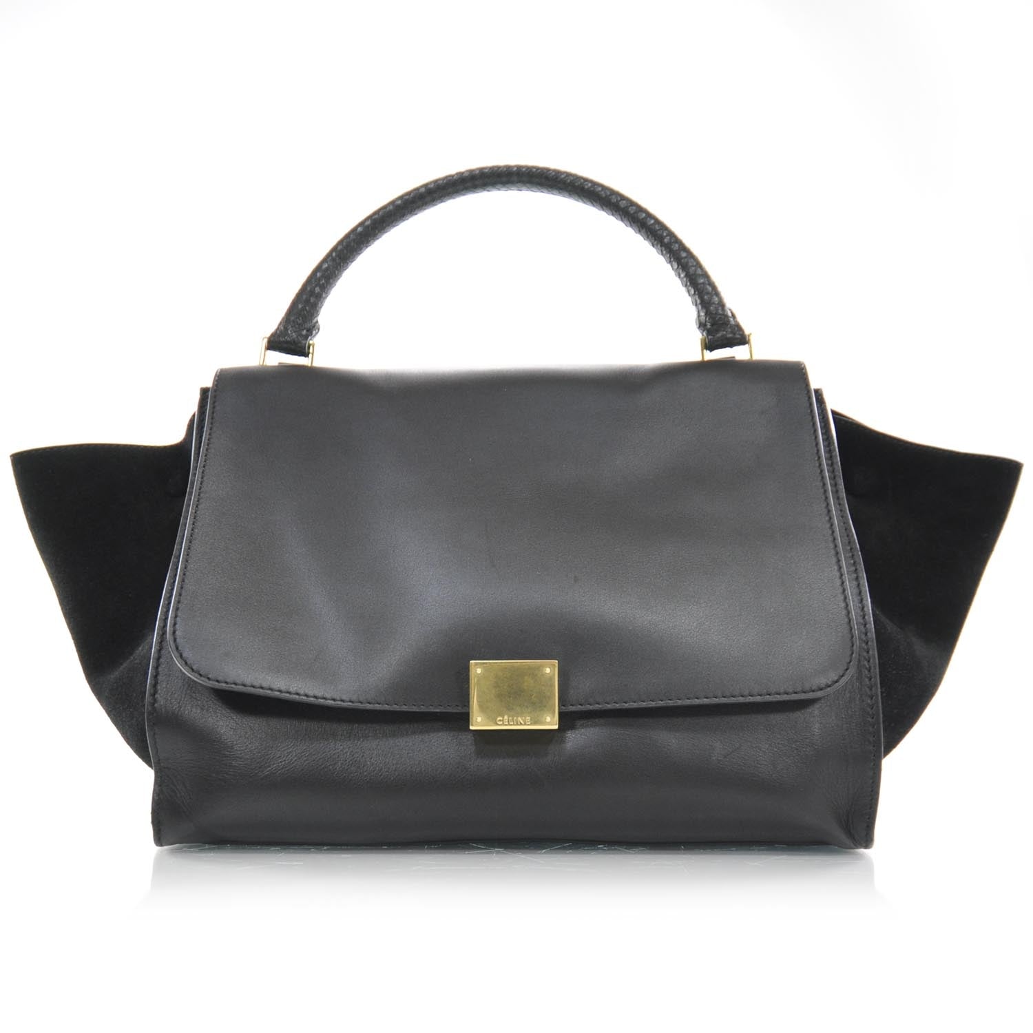 Celine Calfskin and Suede Trapeze Black 1 of 8