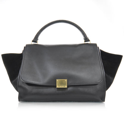 Celine Calfskin and Suede Trapeze Black 1 of 8