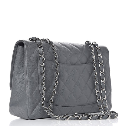 Chanel Caviar Quilted Jumbo Single Flap Grey 3 of 18