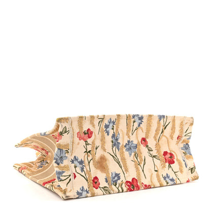 Christian Dior Canvas Embroidered Medium Hibiscus Book Tote Beige Multicolor 4 of 11