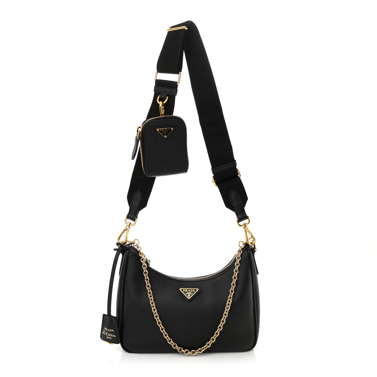 Prada Saffiano Lux Re-Edition 2005 Shoulder Bag Black 1 of 11